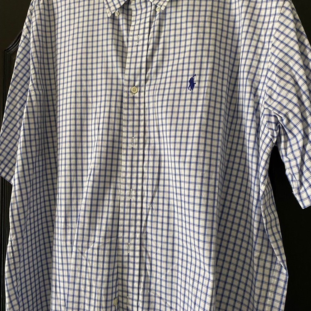 Ralph Lauren Blue and White Checkered Shirt
